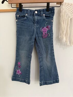 Y2K Paris Blues - 3T - embroidered bootcut denim